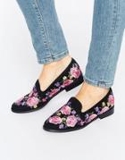Asos Musical Embroidered Flat Shoes - Black