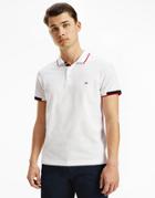 Tommy Hilfiger Collar And Cuff Logo Slim Fit Polo In White