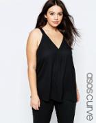 Asos Curve Deep V Longline Tank Top - Black
