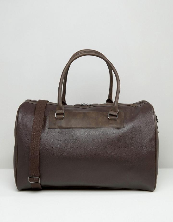 Asos Smart Carryall In Brown With Contrast Details - Brown