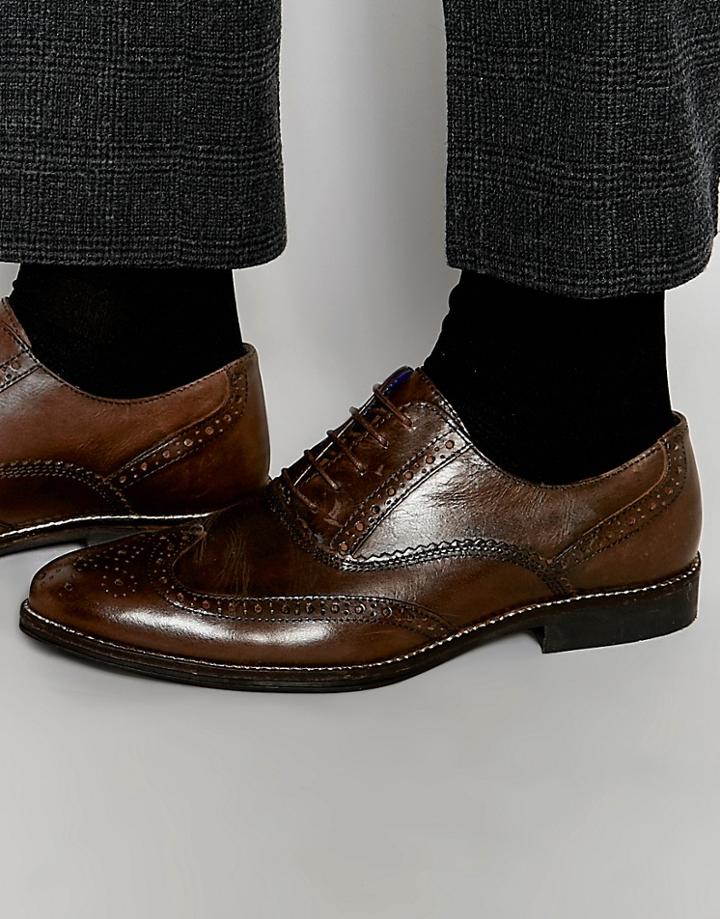 Red Tape Smart Brogues In Brown Leather - Brown