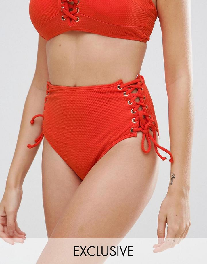 Wolf & Whistle Textured High Waist Bikini Bottom - Multi