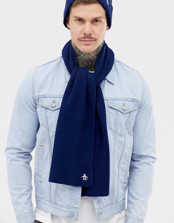 Original Penguin Basic Rib Scarf - Navy
