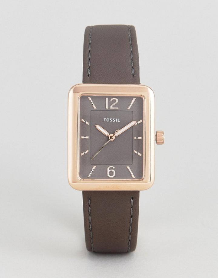 Fossil Square Atwater Leather Watch - Gold