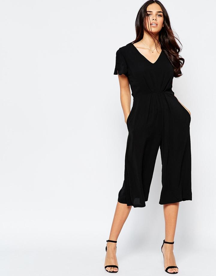 Liquorish Culotte Jumpsuit - Black