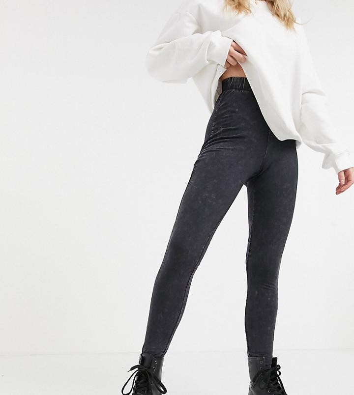 Noisy May Petite Leggings In Washed Black