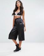 Ellesse High Waist Satin Culottes With Pin Tuck Detail Co-ord - Black