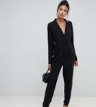 Asos Design Tall Tux Jumpsuit-black
