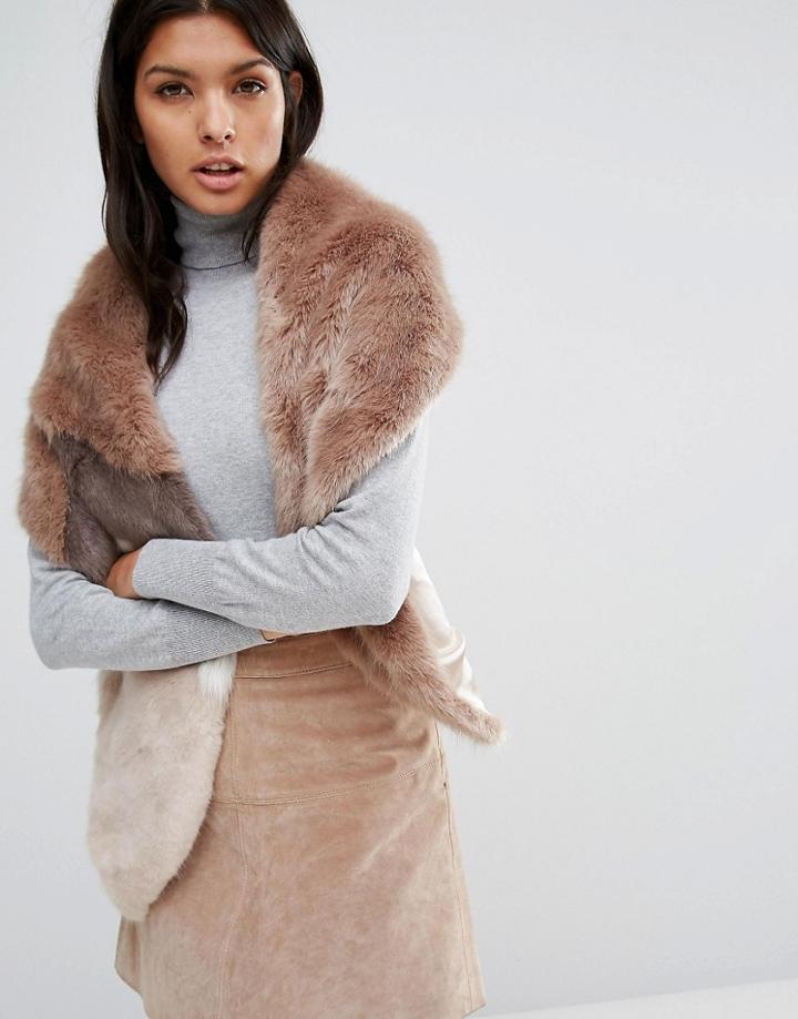 Urbancode Chevron Spliced Faux Fur Scarf - Brown