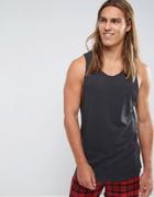 Bershka Tank With Dropped Armhole In Washed Black - Black