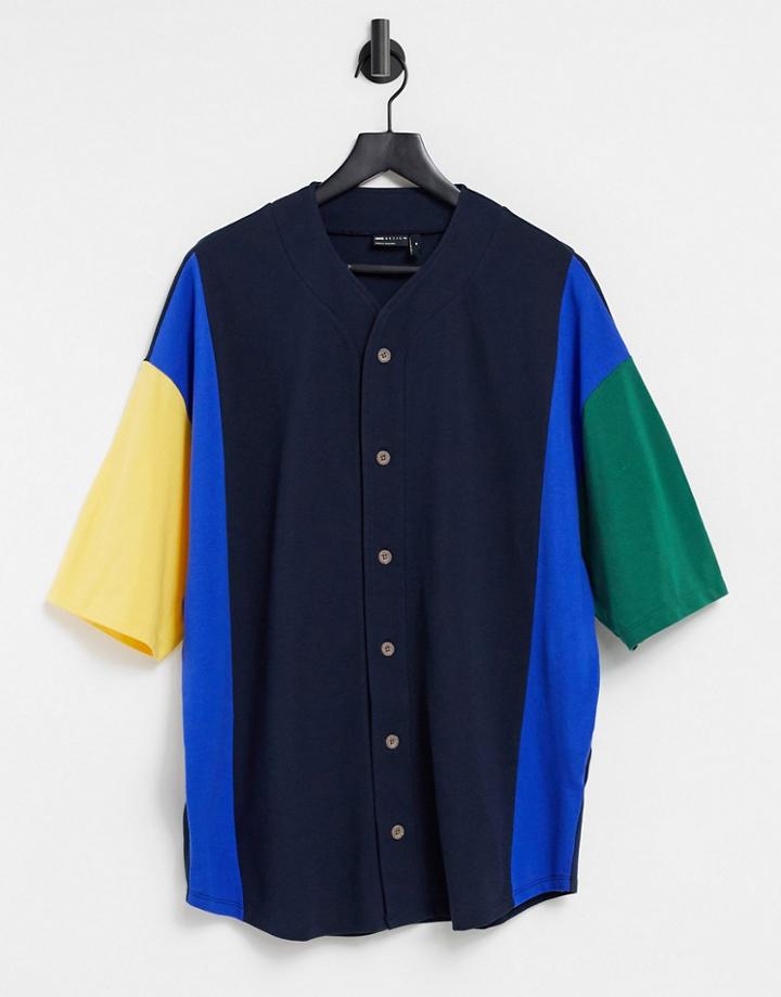 Asos Design Organic T-shirt With Pocket And Contrast Piping In White-navy