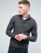 Pull & Bear Shawl Collar Wool Sweater In Gray - Gray