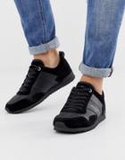 Tommy Hilfiger Iconic Leather Suede Mix Runner Sneaker In Black - Black