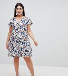 Lovedrobe Button Through Midi Dress In Floral Print - Multi