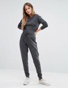 New Look Drawstring Casual Jumpsuit - Gray