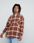 Mennace Checked Shirt In Brown - Brown