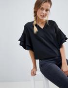 Parisian Top With Frill Sleeve Detail - Black