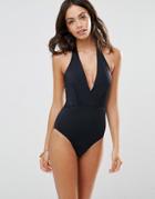 Pour Moi Lbs Cross Over Front Swimsuit - Black