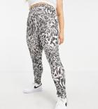 Asos Design Curve Leggings In Blurred Animal Print-grey