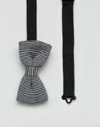 7x Knitted Stripe Bow Tie - Black