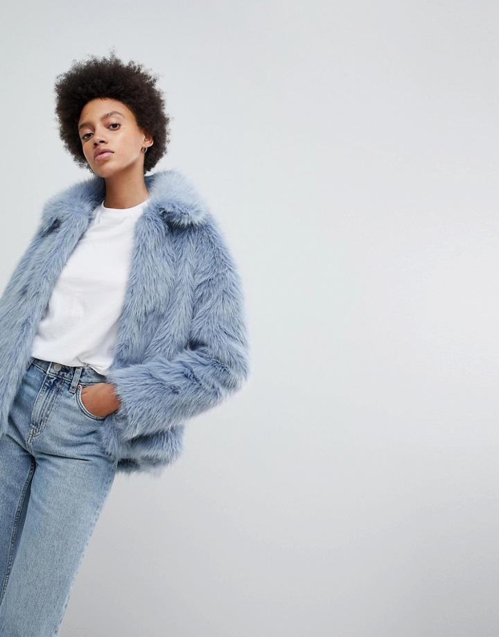 Weekday Faux Fur Jacket - Blue