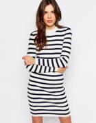 Selected Mifa Knitted Dress - Snow White Stripe