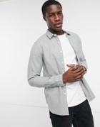 Asos Design Regular Fit Flannel Shirt In Gray-grey