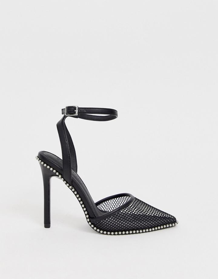 Asos Design Pixie Pointed High Heels With Studs - Black