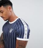 Siksilk Sports Stripe T-shirt In Navy With Side Stripe Exclusive To Asos - Navy