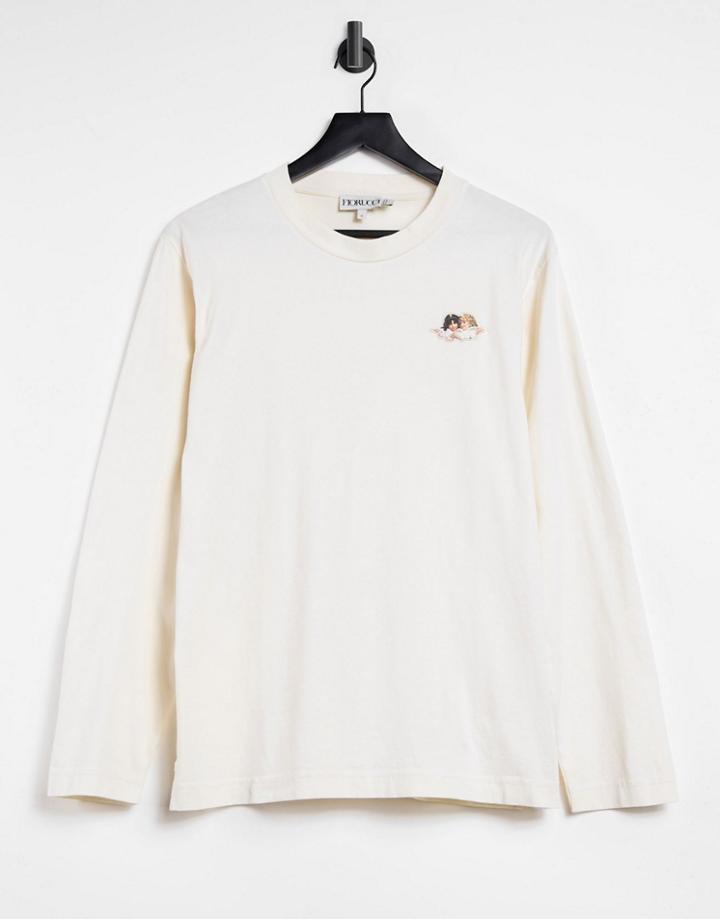 Fiorucci Icon Angels Long Sleeve T-shirt In Cream-white