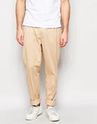 Adpt Pleated Chinos In Wide Leg Fit - Camel