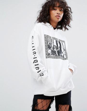 Wasted Paris Oversized Skate Hoodie With Emporer Print - White