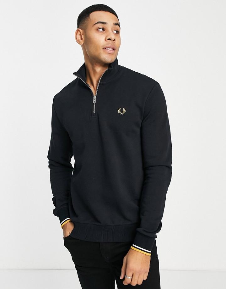 Fred Perry Half Zip Sweatshirt In Black