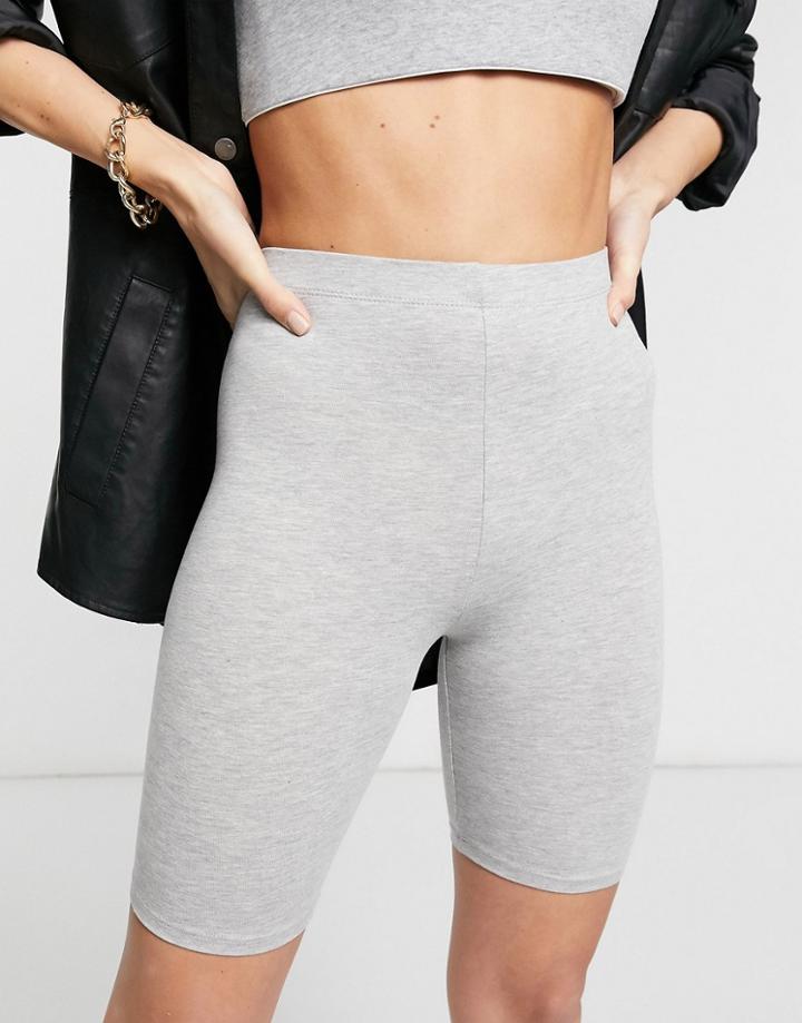Asos Design Cotton Legging Short In Gray Marl-grey