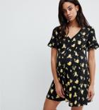 Asos Design Maternity Button Through Tea Dress With Frill Sleeve In Marigold Print - Multi