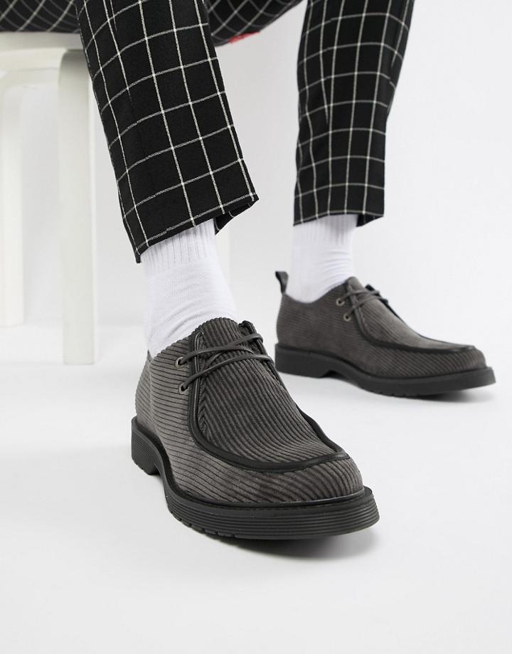 Asos Design Lace Up Shoes In Gray Cord - Gray