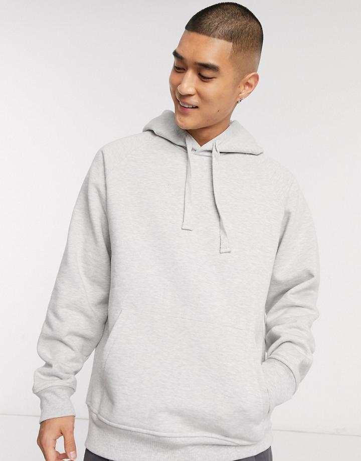 Asos White Oversized Hoodie In Gray Marl-grey