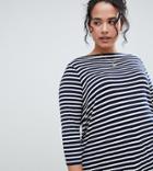 Asos Design Curve Stripe Slouchy Long Sleeve T-shirt - Multi
