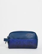 Asos Toiletry Bag In Navy With Faux Snakeskin Pocket - Navy