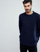 Brave Soul Knitted Crew Neck Sweater - Navy