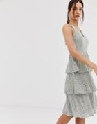 Little Mistress Lace Tiered Midi Dress In Waterlily - Green