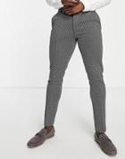 Asos Design Skinny Suit Pants In Dark Turquoise Geo-navy