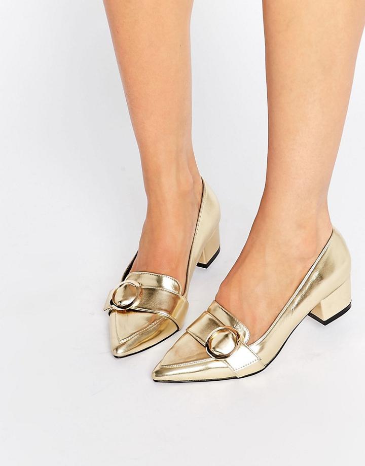 Asos Salma Pointed Loafers - Gold