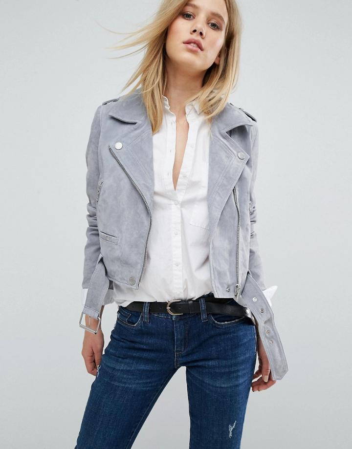 Blank Nyc Suede Biker Jacket - Blue