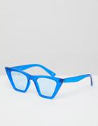 Asos Cat Eye Fashion Sunglasses With Square Frame - Blue