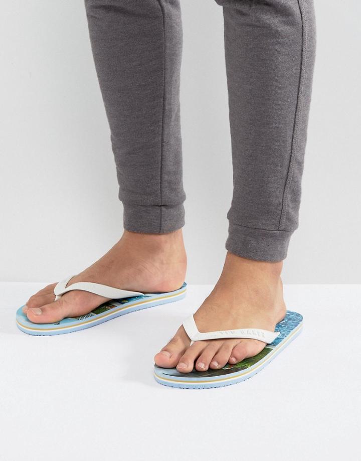 Ted Baker Flyxx Pool Print Flip Flops - White