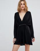 Keepsake Hurricane V-neck Mini Dress - Black
