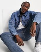 Topman Recycled Classic Western Denim Jacket In Light Wash Blue-blues