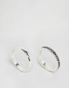 Nylon Silver Plated Two Ring Set - Silver Plated