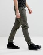 Asos Skinny Cargo Joggers With Contrast Pockets In Dark Khaki - Green